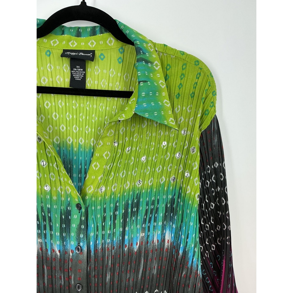 Artsy Abstract Tunic‎ Top Womens 3X Ombre Geometric Statement Studded Plus Size - Picture 5 of 8